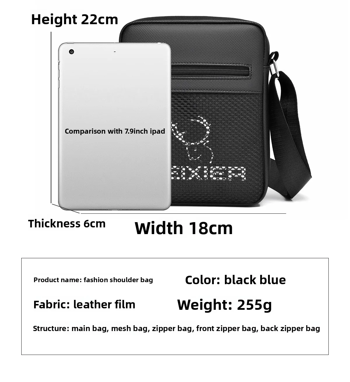 The New Men's Crossbody Bag Is A Casual and Versatile Single-shoulder Bag with A Large Waterproof Capacity and Multiple Layers