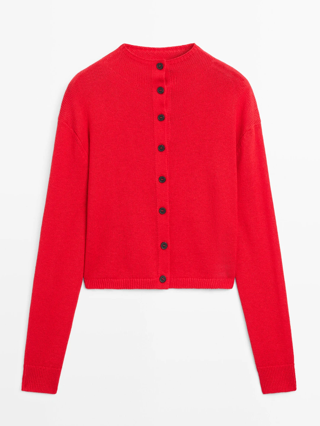 MD Women's Knitted Long Sve High Collar Cardigan Casual Sle Commute Red Aosphere Sense New Arrival Autumn Faion