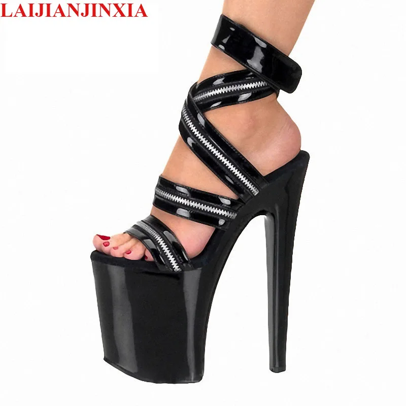 

LAIJIANJINXIA New 20CM/8inches PU Upper Fashion Sexy Exotic High Heel Platform Party Women Sandals Pole Dance Shoes E035