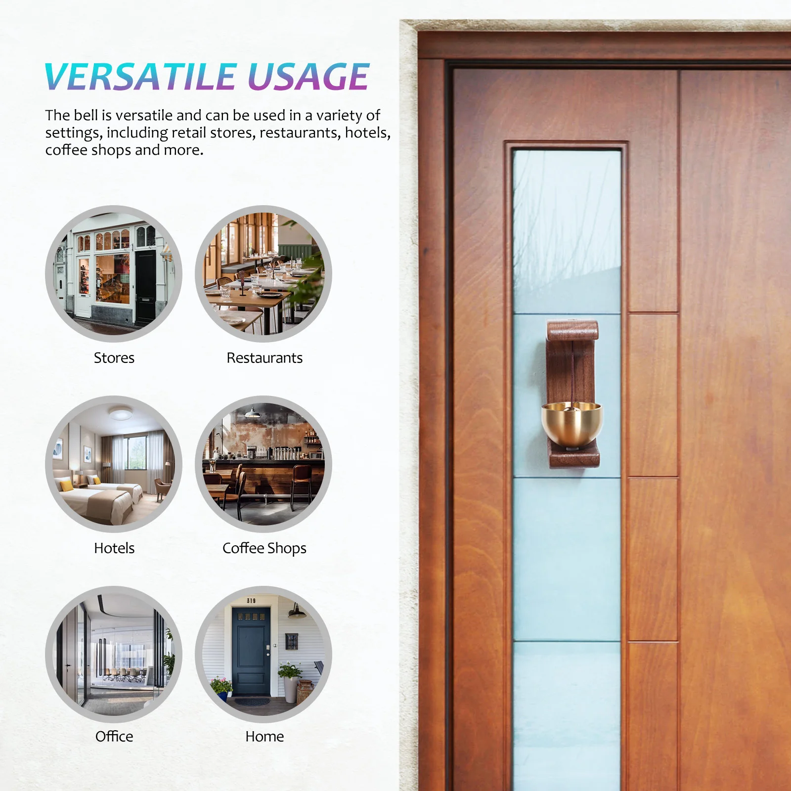 Vintage Style Shopkeeper Door Bell Brass and Wood Construction Loud Clear Sound for Retail Shop Restaurant Entry Chime