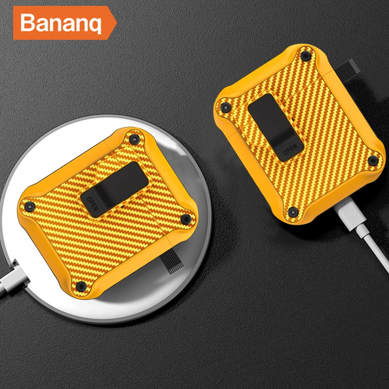 Bananq Elasticity Switch Earphone Cover For Airpods Pro 2 TPU+PC+Magnet Carbon Fiber Shockproof Case For Apple AirPods 3 2 1