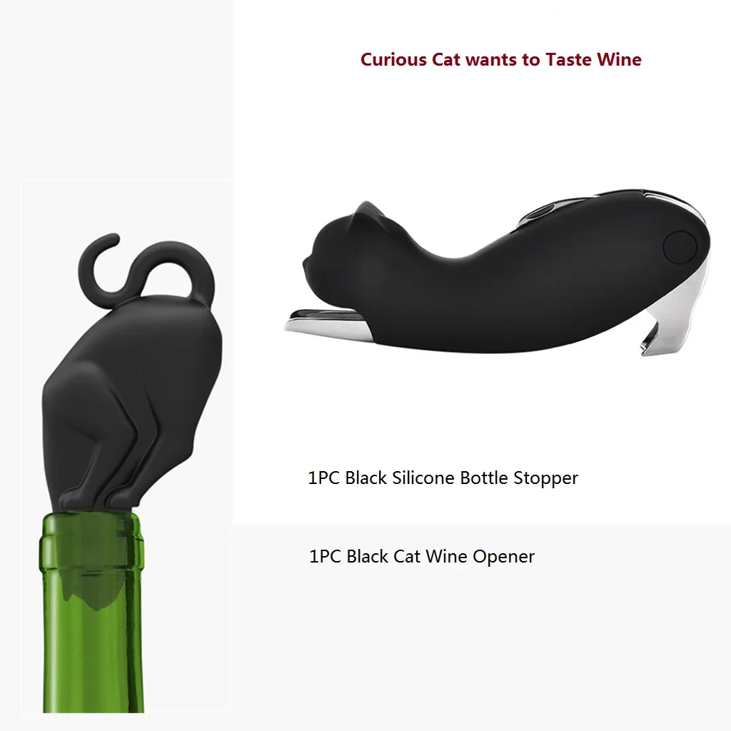 

Cat or Dog Stopper and Wine Opener in one Package for Wine Lover Corkscrew Silicone Stopper for Pet Lover Funny Bottle Stopper