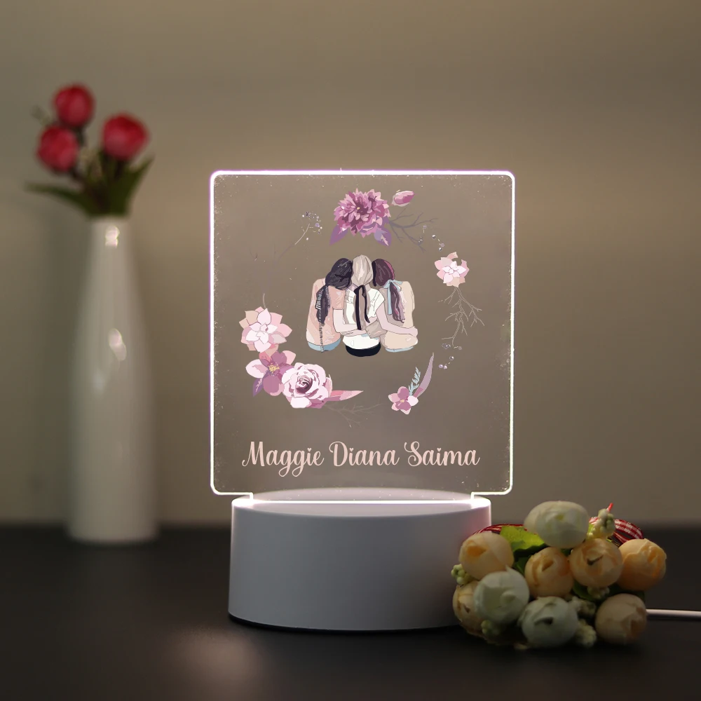 Personalized Custom Sister  Hot  3D Led Night Lamp Usb Room Decor Decoration Children Hoom Gift Children'S Lamp