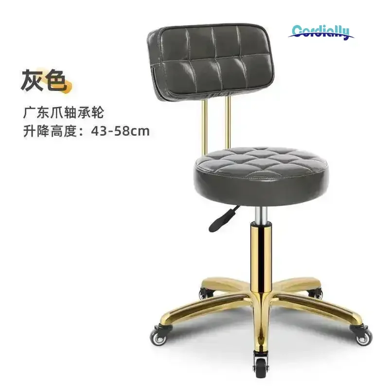 Vintage Salon Hairdressing Barber Chair Hydraulic Adjustable Height Swivel Rolling Stool Beauty Tattoo Work Chair Leather