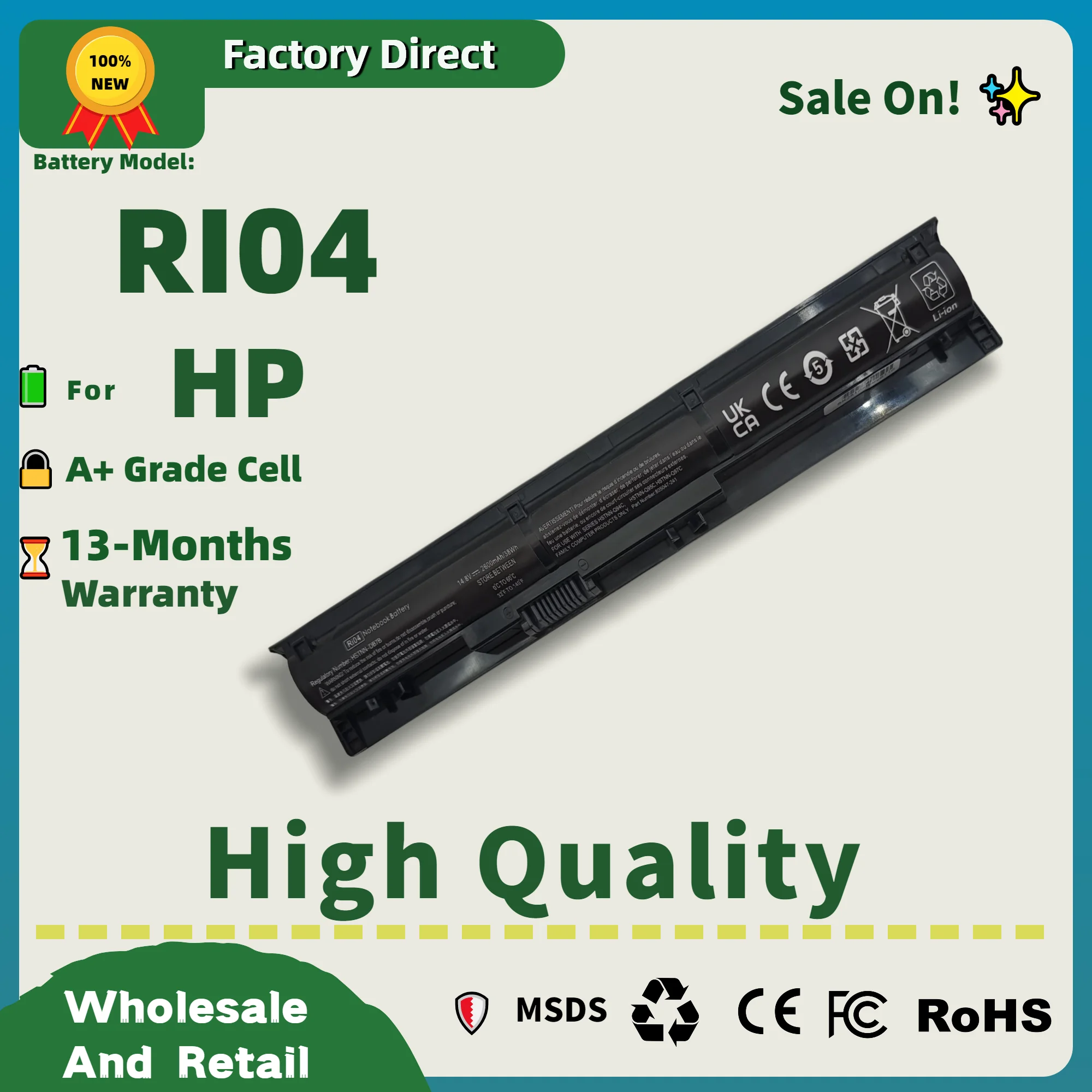 

Прямая продажа с фабрики! RI04 Аккумулятор для ноутбука HP ProBook 450 455 470 G3 G4 805294-001 HSTNN-Q94C P3G15AA HSTNN-DB7B HSTNN-Q95 HSTNN-P