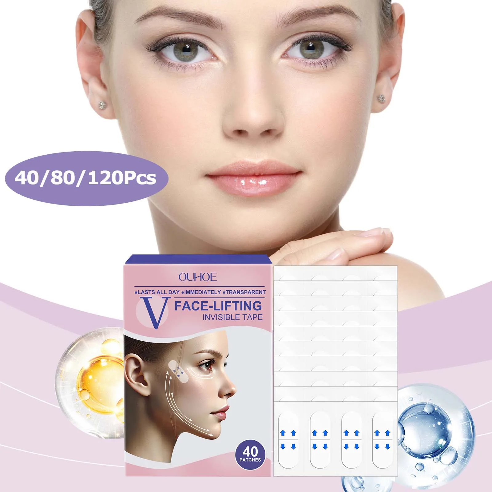 Lifting Face Stickers Invisible Transparent Thin Face Patches Lift Tape V-Shape Chin Patch Facial Shaping Lifting&Tightening Too
