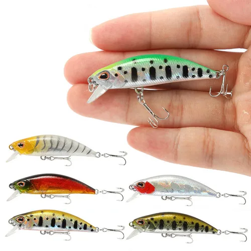 Mini Señuelos de pesca Wobblers de pececillo que se hunden, 5,5 cm, 5g, trucha, cebo duro de plástico Artificial, Jerkbait, Crankbait, aparejos de pesca de lubina