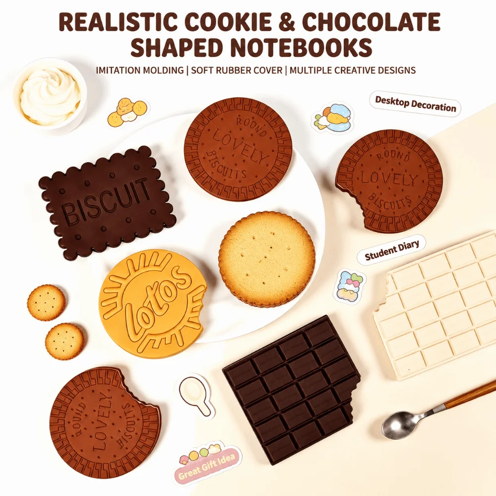 Durable Chocolate/Cookie Shape Notebook with Scent Blank Inner Pagers Notepad Diary Notebook Students