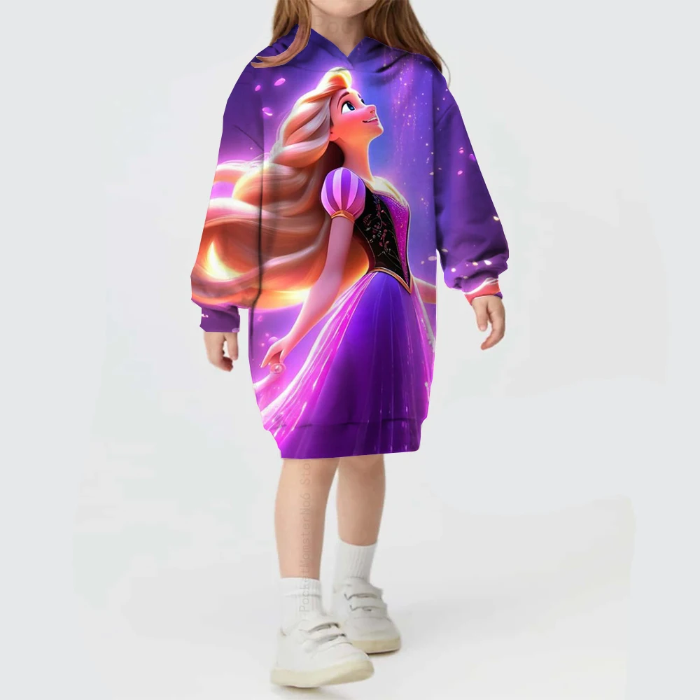 Disney Mermaid Ariel Children's Long Sleeve Casual Printed Hoodie Sweatshirt Cartoon Cute Costume Party Girl Dress