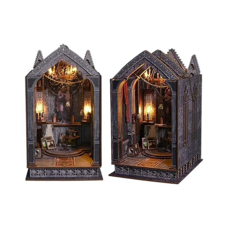 OUZEY Serene Night Wish Book Nook DIY Kit - Modelo de céu estrelado de madeira 3D e decoração de prateleira calmante para adolescentes