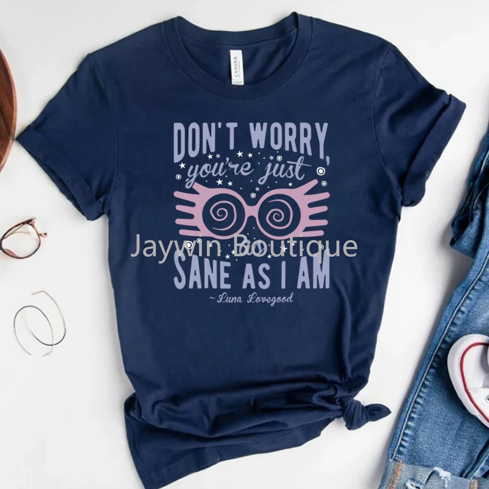 Camiseta de Luna Lovegood para niña, camisa inspirada en HP, You're Just As Sane As I Am Spectra Quote, Retro Wizard School 9, Tops 3/4