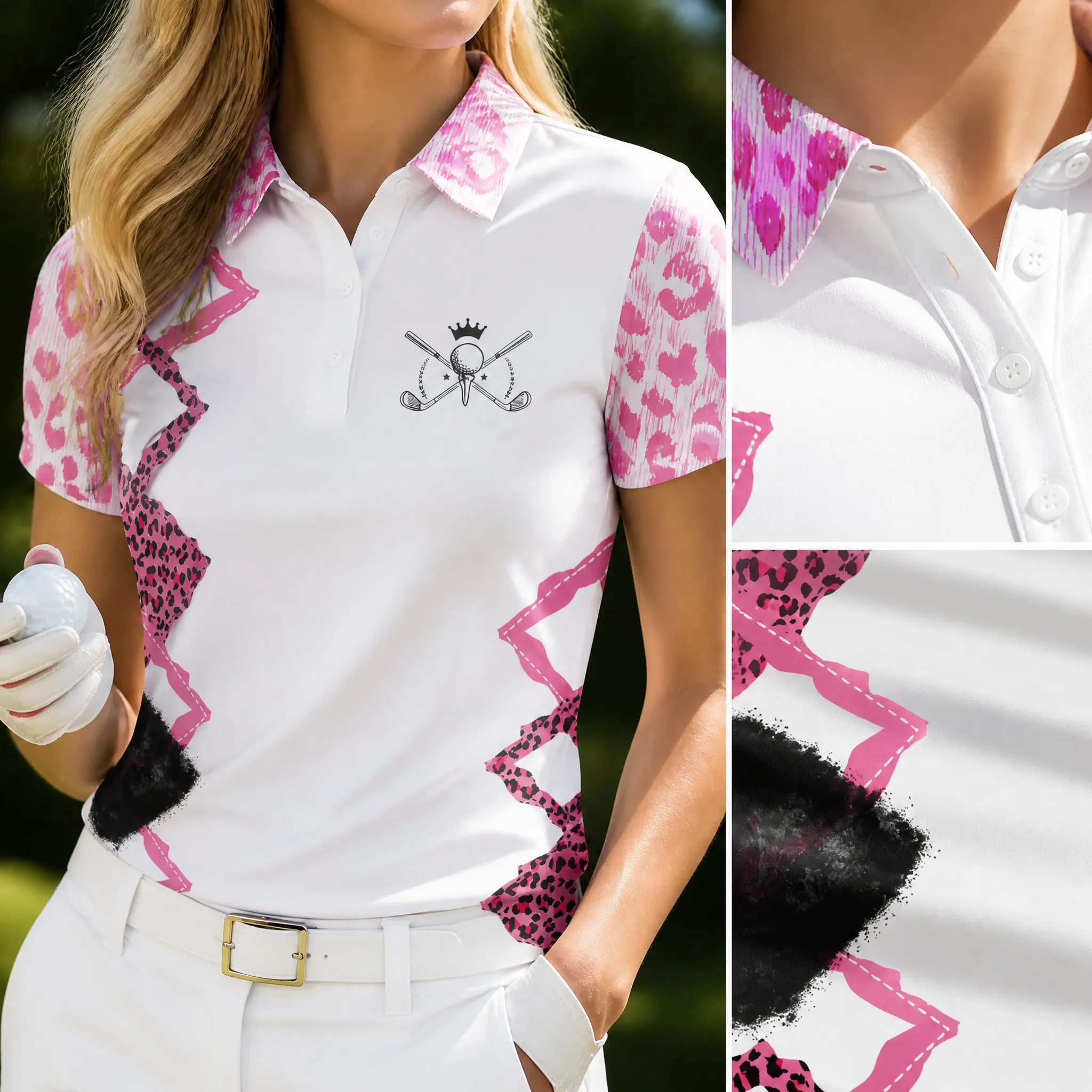 New Summer Fashion Women's Long-Sleeved Slim Fit Golf Shirt with Printed Collar Top - Sporty and Comfortable Women's Wear