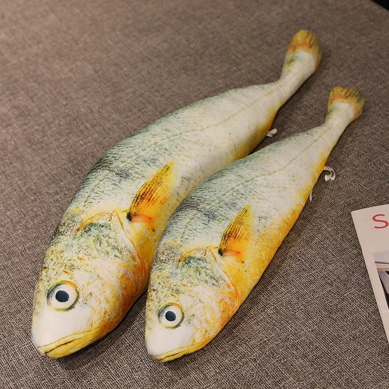 20-80CM Large Size Yellow Fish Plush Toy Lifelike Fish Doll Stuffed Soft Pillow Sleeping Cushion Decorative Gift Children's Gift