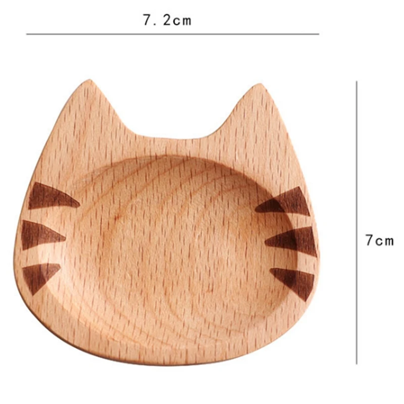 Mini Cat Shape Dish Japanese Style Cartoon Sauce Dish Creative Wooden Flavoring Sushi Mustard Plate Soy Tray, A