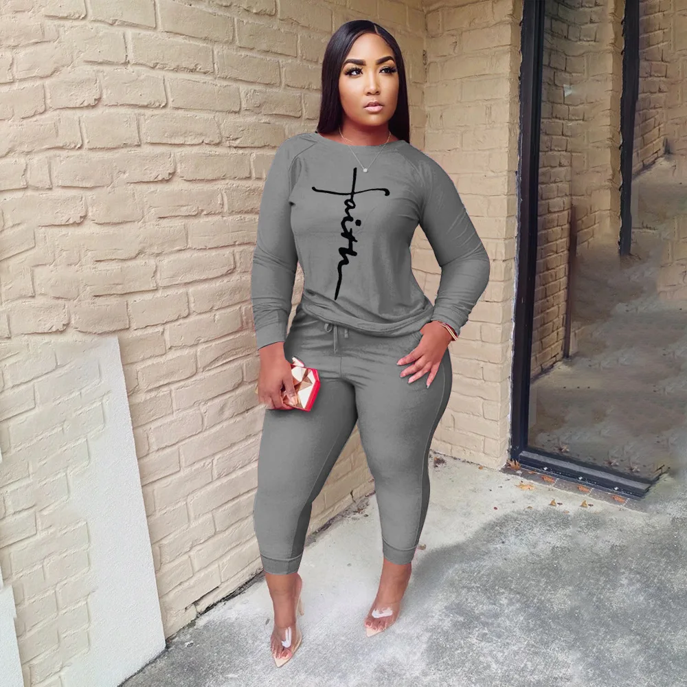 Casual Two Piece Sets Women's Tracksuits Set Fashion Letter Print Plus Size Sweatsuit 4xl Tops + Pockets Pants 2pcs Outfits