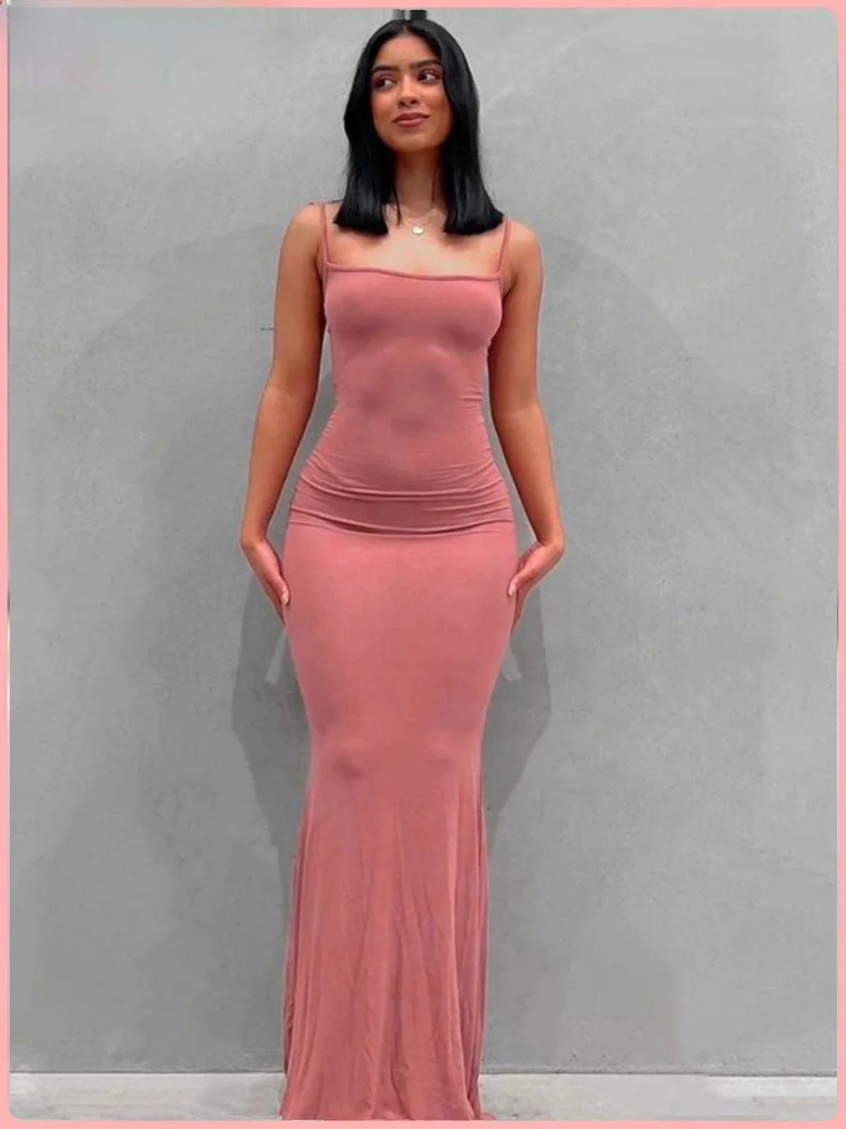 فستان ماكسي ساتان بدون ظهر للنساء، فستان بدون أكمام بأسلوب عصري للربيع والصيف والخريف، مريح ومناسب لجميع المواسم #2