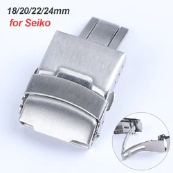 Solid Watch Clasps for Seiko Strap Stainless Steel Folding Buckles 18mm 20mm 22mm 24mm Band Button Metal Deployment Watch Clasp