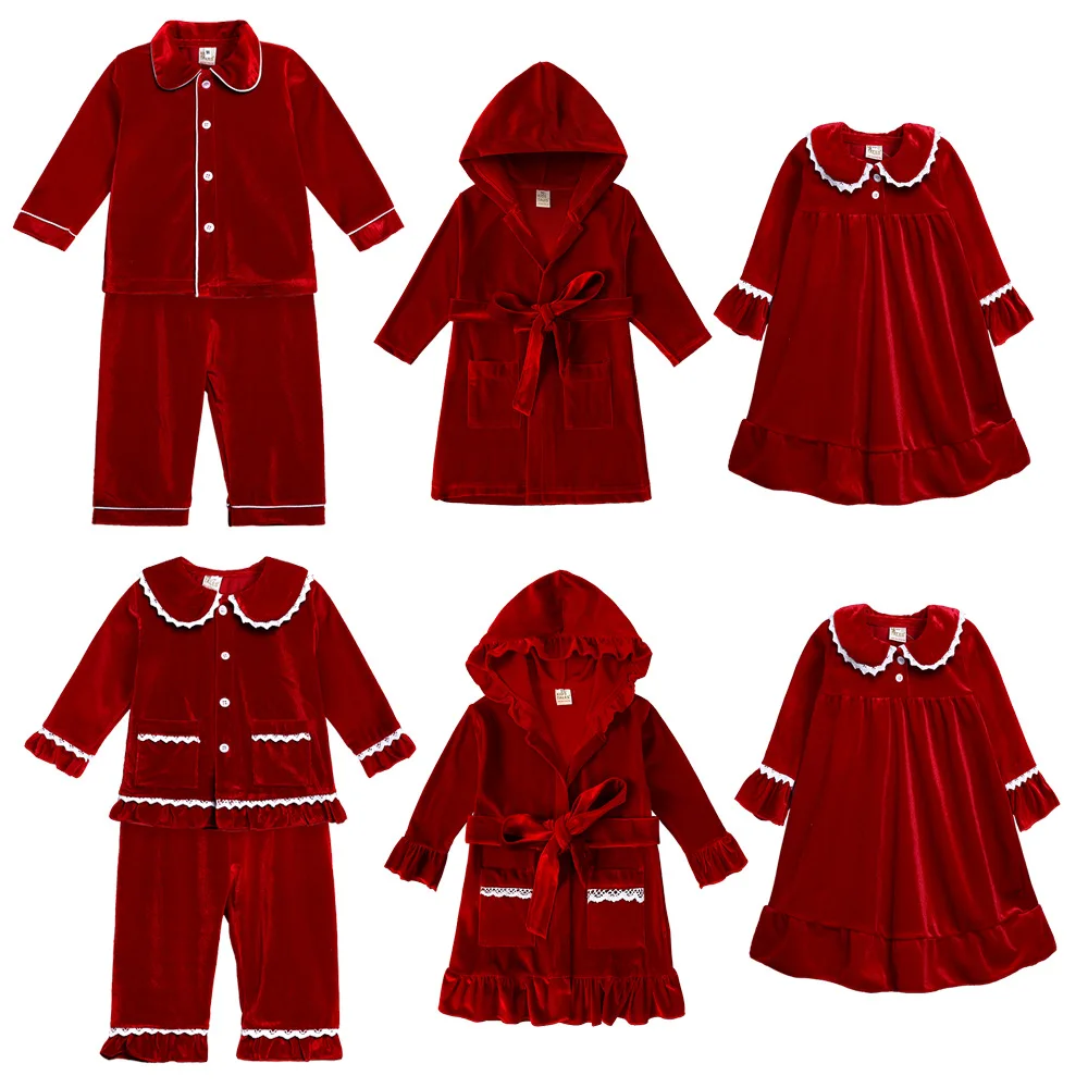 Christmas Family Matching Outfits Women Men Toddler Girls Boys Baby Velvet Clothing Set Sleeprobe Warm Soft Pajamas Xmas