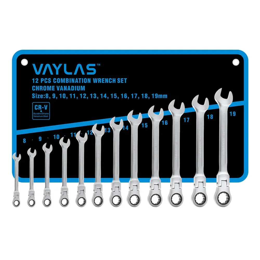 Matte Flexible Head Ratchet Wrench Set Dull Polished 72T and Open End High Torque Spanner Set Combination Repair Hand Tool