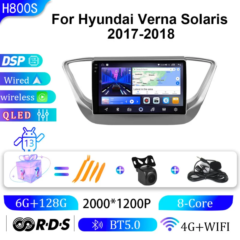 

For Hyundai Verna Solaris 2017-2018 Car Intelligent Systems Android Car Player GPS WIFI Carplay 4G Car Radio Navigation Stereo