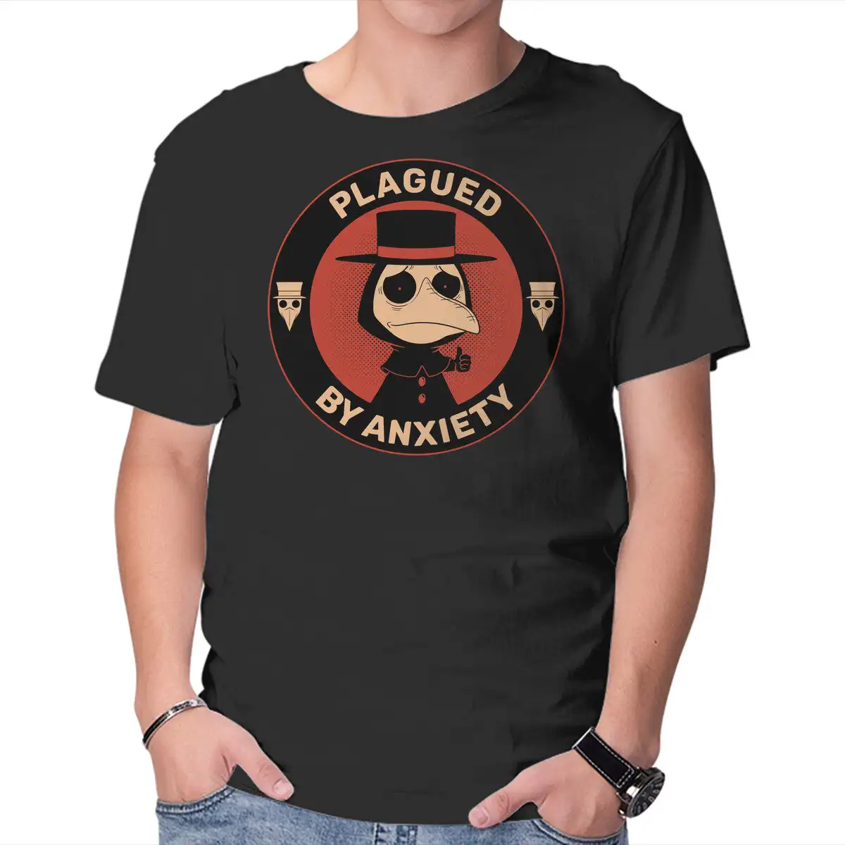 Plagued By Anxiety Anime Graphic T-shirts for Men Clothing Women Short Sleeve Tees New Arrivals Unisex Summer