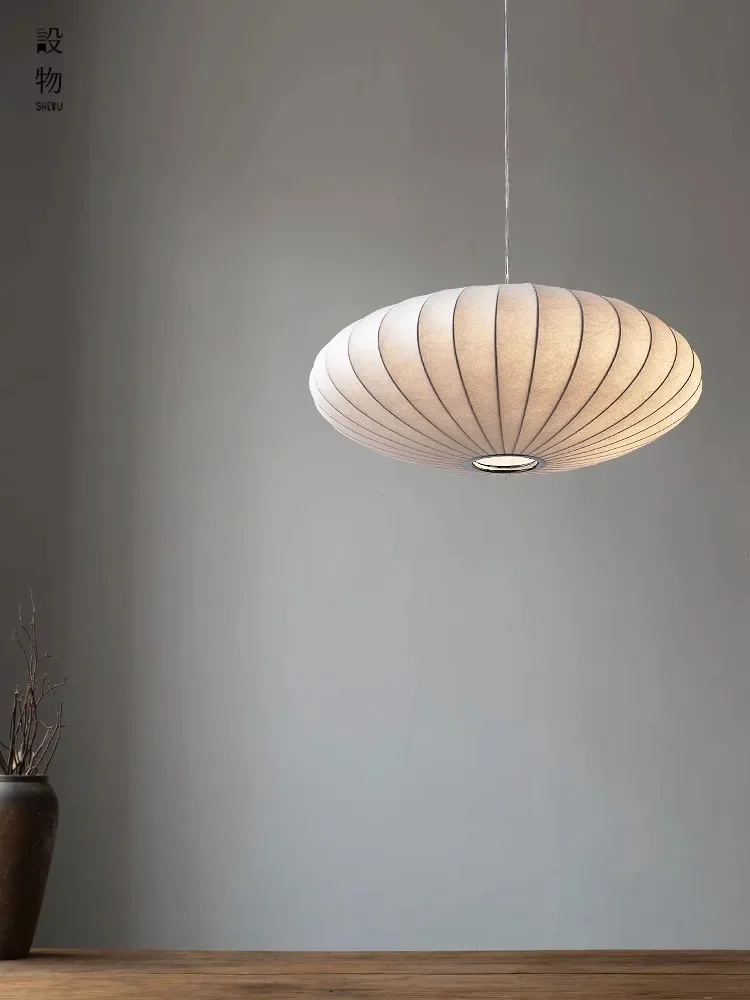 

Handmade Apartment silk chandelier Japanese Style Wabi-sabi living room dining room cream style Silk pendant lamps