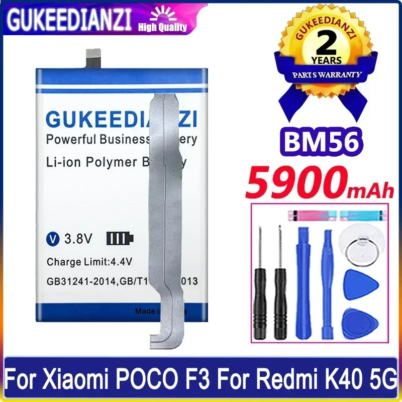 GUKEEDIANZI Battery BM56 5900mAh For Xiaomi POCO F3 GT for Redmi K40 5G Batteria