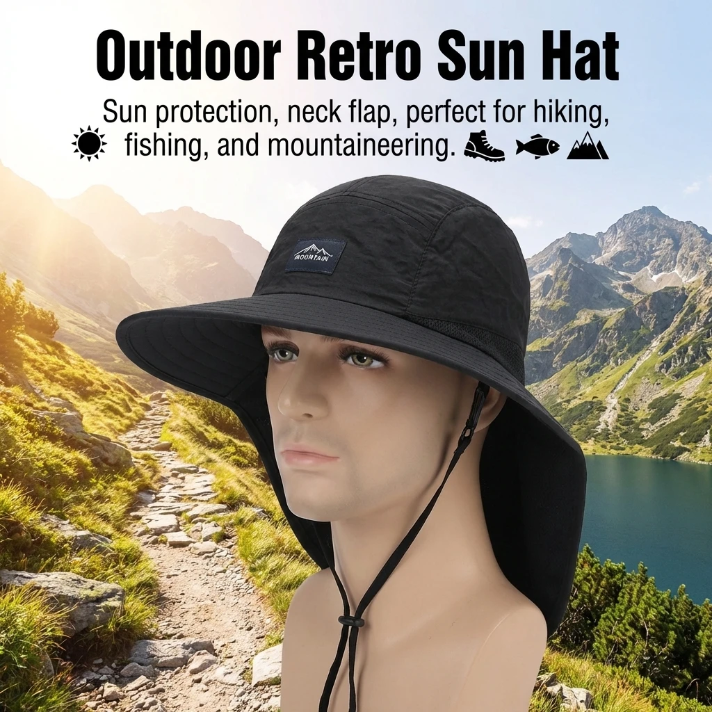 Outdoor Fishing Cap Sun Protection Wide Brim Hat Lightweight Breathable Adjustable Hiking Fishing Climbing Hat Summer Travel image 3
