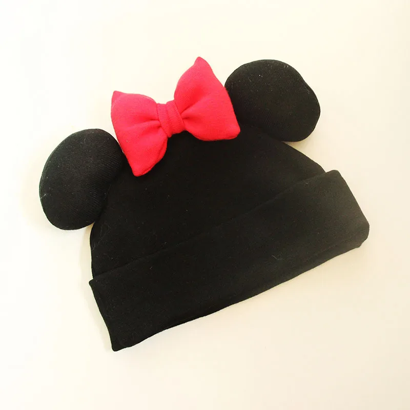 Fashion Cute 0-2Y Children Kids Red Bow Princess Headbands Newborn Baby Girl Black Hat Cap Headwear Hair Accessories