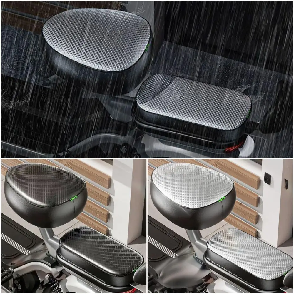 

Black Silver Electirc Bike Seat Cover PU Waterproof Seat Cushion Cover Aluminum Film Accessories Heat Insulation Pad