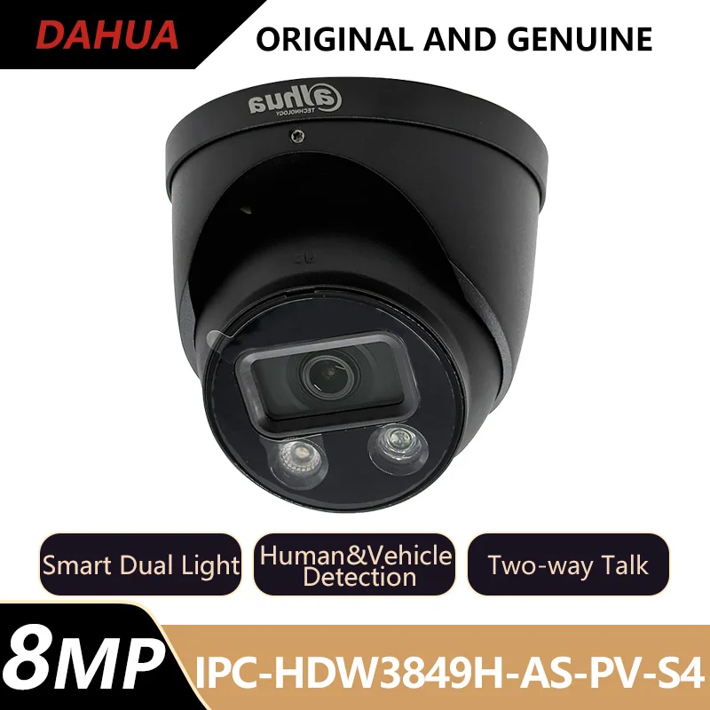 

Dahua 8MP 4K Dual Light Active Deterrence IP Camera Sound&Light Alarm Two-way Talk PoE Security Protection IPC-HDW3849H-AS-PV-S4