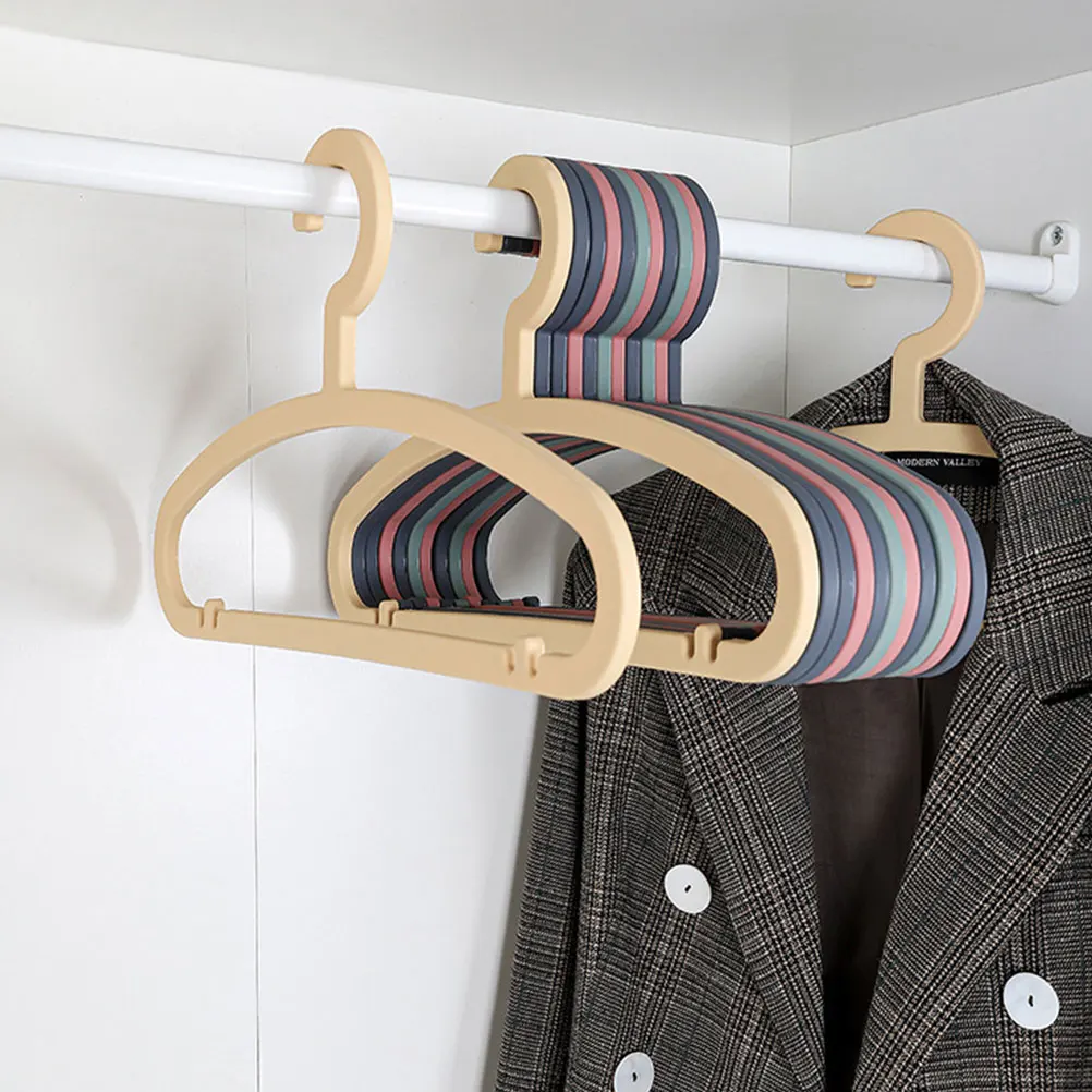 

10pcs Hanger Plastic Space Saving Bedroom Home Clothes Hanger Closet Clothes Drying Rack Home Storage