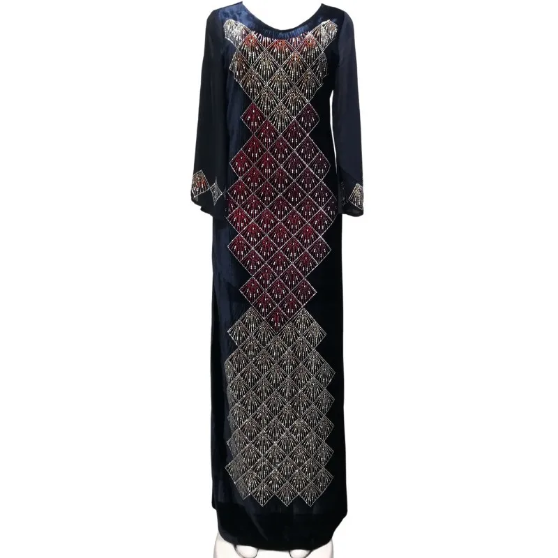 African Dresses for Women Autumn African Femme Dashiki Abaya Diamonds Maxi Dress Africa Clothes Ankara Dresses