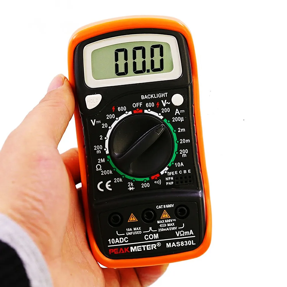 MAS830L Digital AC/DC Voltage Current Resistance Diode Tester Portable Anti Burn Electricity Meter Multimeter with Backlight