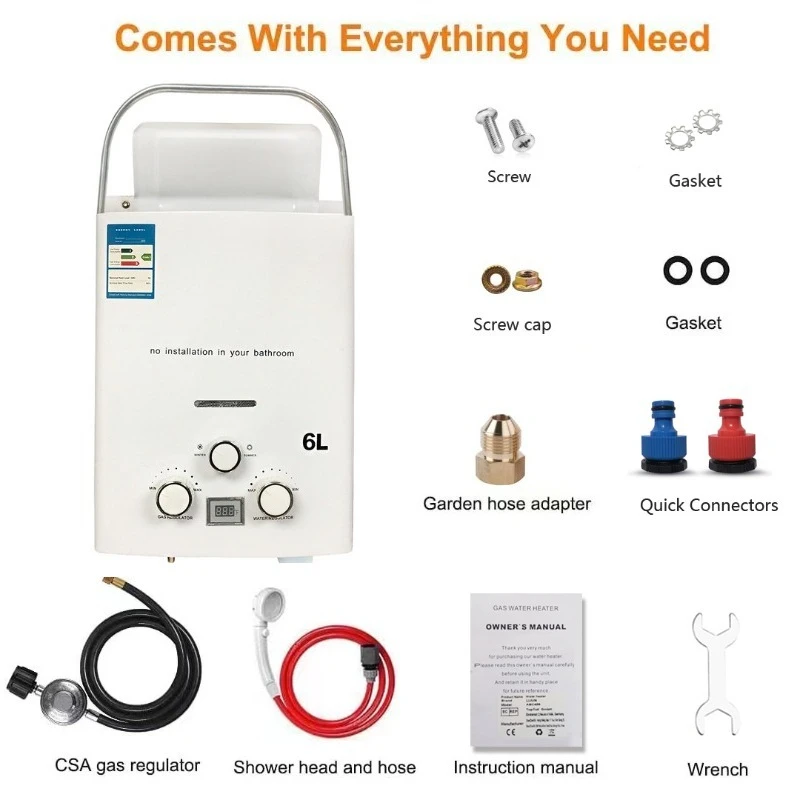 Scaldabagno esterno per camper, scaldabagno portatile a gas per il commercio estero