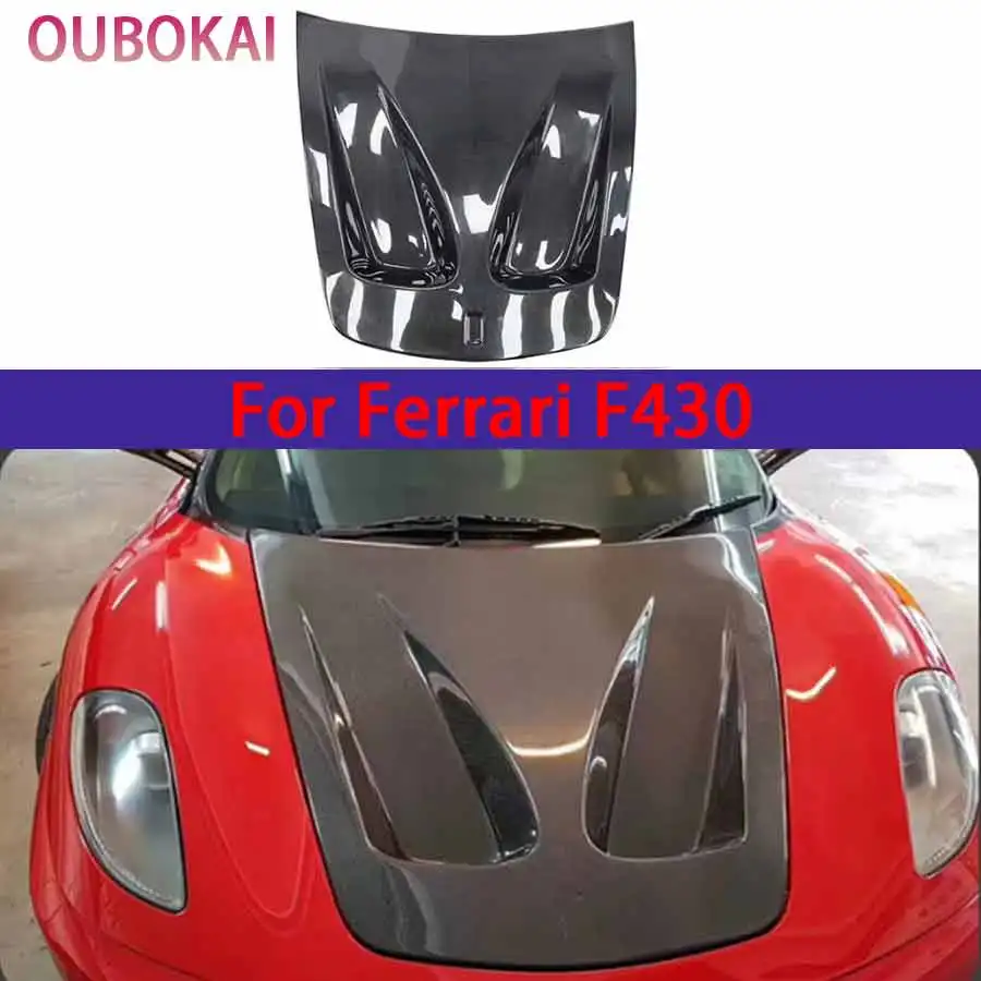 For Ferrari F430 Carbon Fiber Hood Engine Cover Hood Car Headliner Hood Cutout Cooling Front Cover Upgrade body kit