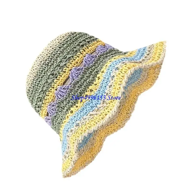 قبعة Q0KE منسوجة من القش للفتيات المراهقات قابلة للتنفس في الربيع والتخييم قبعة الشاطئ #2