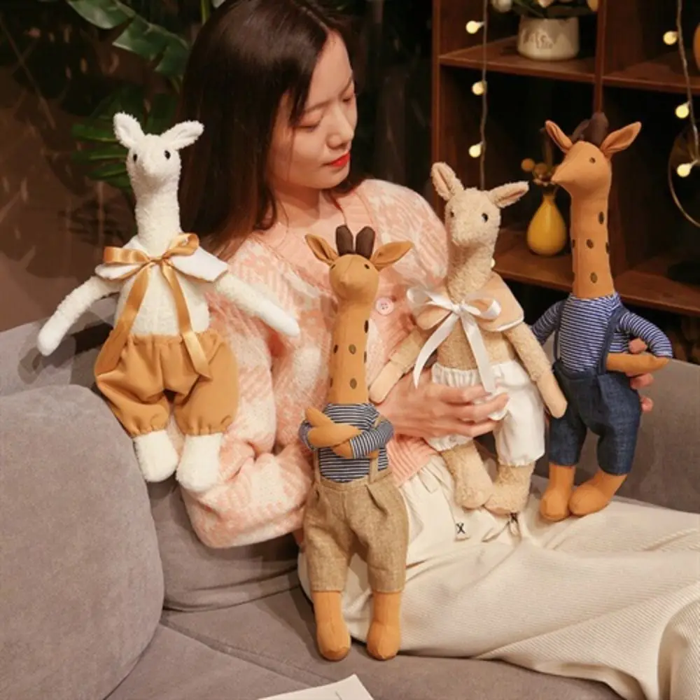 

Fluffy Giraffe Plush Toy Interactive Handmade Stuffed Animal Giraffe Doll Soft Collection Children Stuffed Alpaca Doll