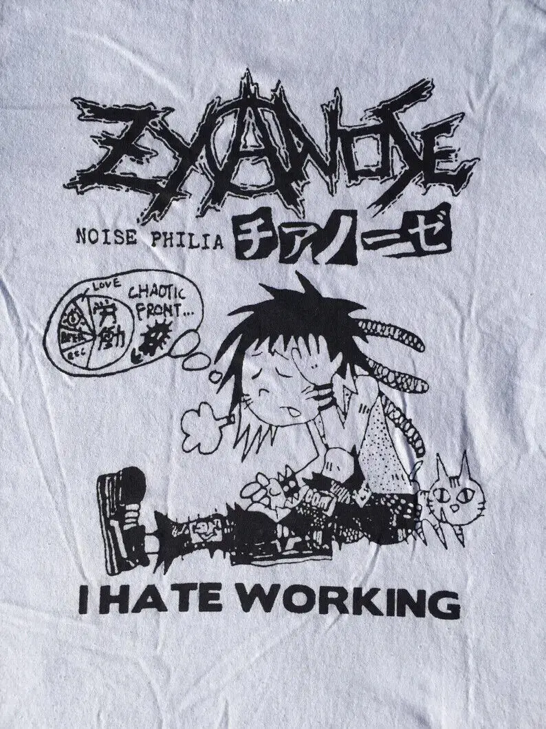 Zyanose I Hate Working T Shirt Crust Punk Mince Grindcore Vintage Grunge Y2K