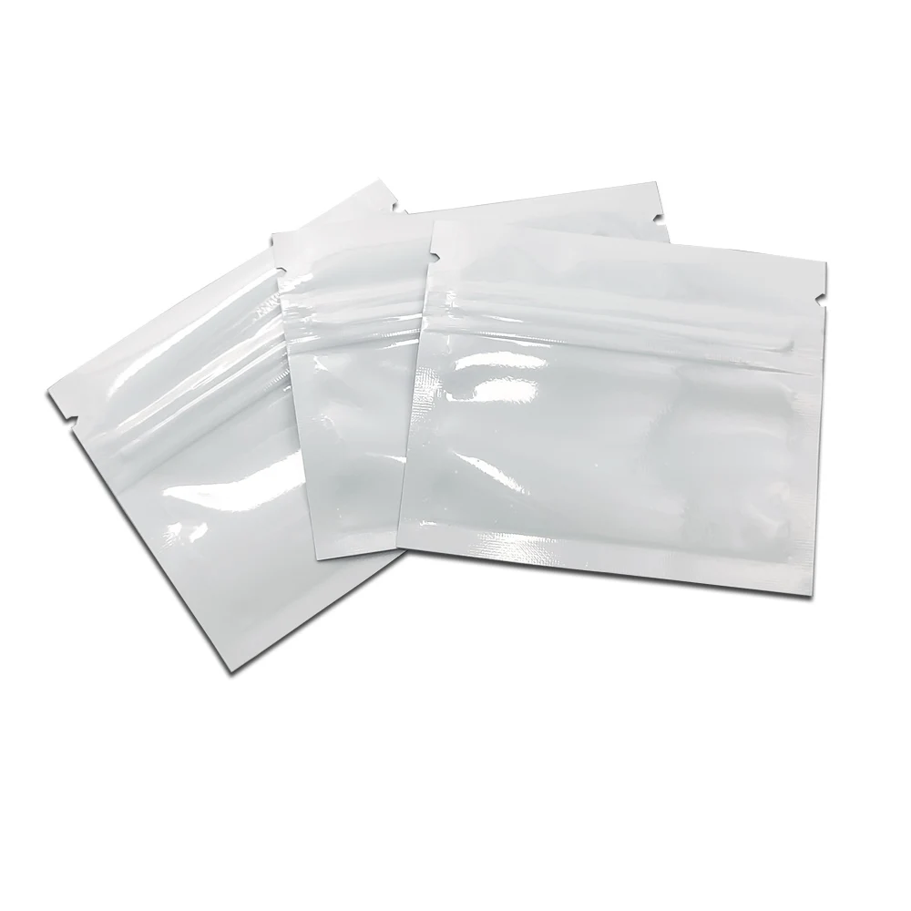 7.5x6.3cm White Small Zip Lock Bag Packaging Food Coffee Powder Tea Aluminum Foil Mylar Packing Pouches Resealable Zipper Top