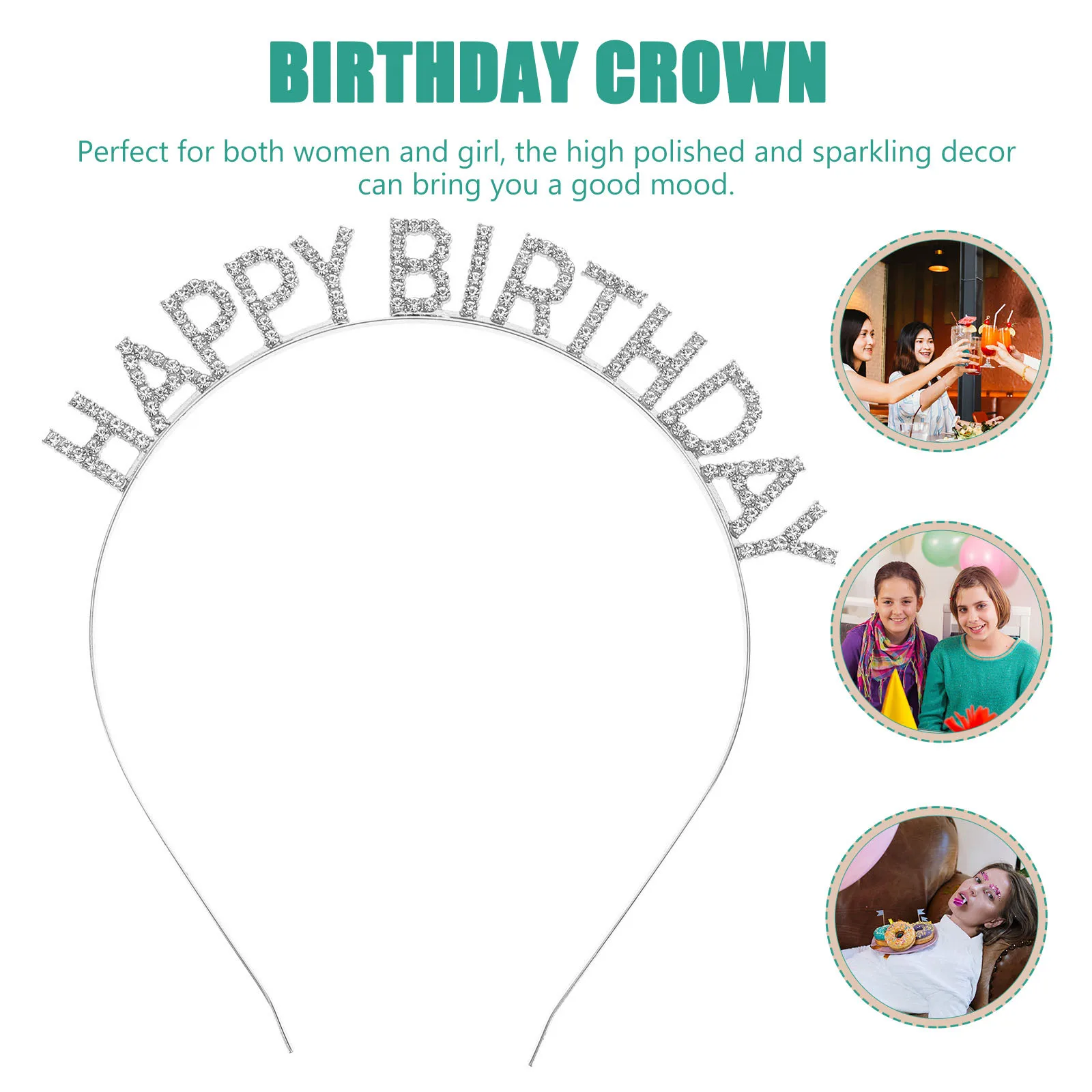 

Rhinestone Crown Decoration Birthday Headbands for Women Girls Sparkling Hair Band Party Queen Birthday Crown Headband Wear