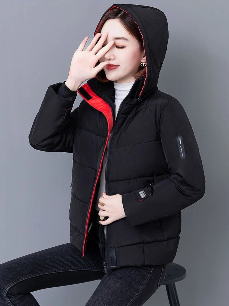 Women\'s Winter Down Jacket Long Sleeve Warm Thick Fashion Outerwear Casual Hooded Female Parkas Snow Wear Ladies Puffer Coat