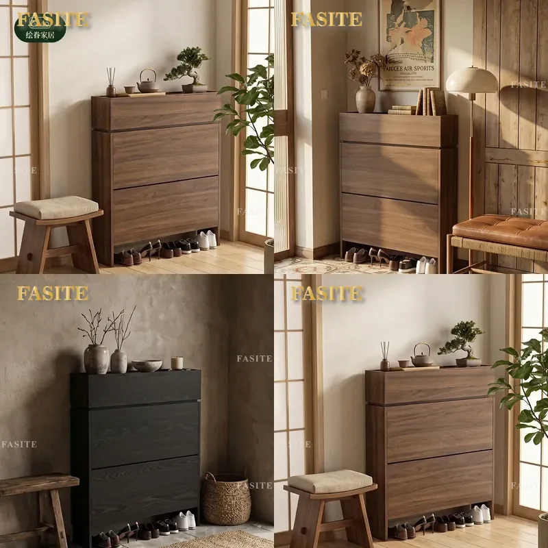 For Home Ultra-thin Tipping Bucket Shoe Cabinet Large Capacity Storage Rack Space Saving Design for Small Apartment Narrow