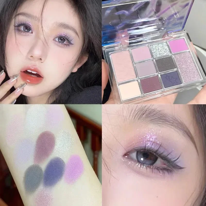 SHEDELLA Paleta de Sombras de Ojos 10 Colores Mate Brillo Perla Brillante Brillo Ahumado Rosa Púrpura Color Tierra Maquillaje de Ojos Duradero