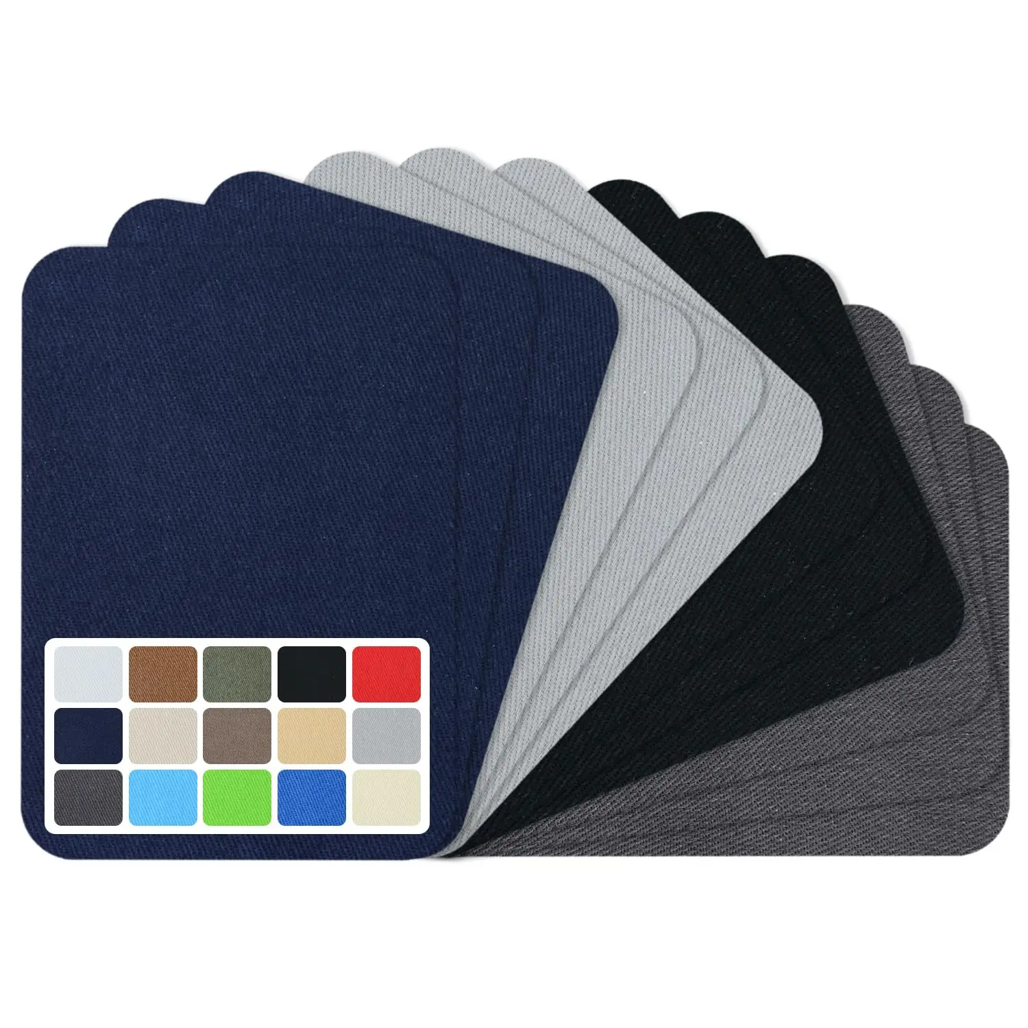 3pcs Strong Adhesive Iron-on Fabric Repair Patches, Assorted Colors - Black, Dark Grey, Dark Blue for Clothing Repair