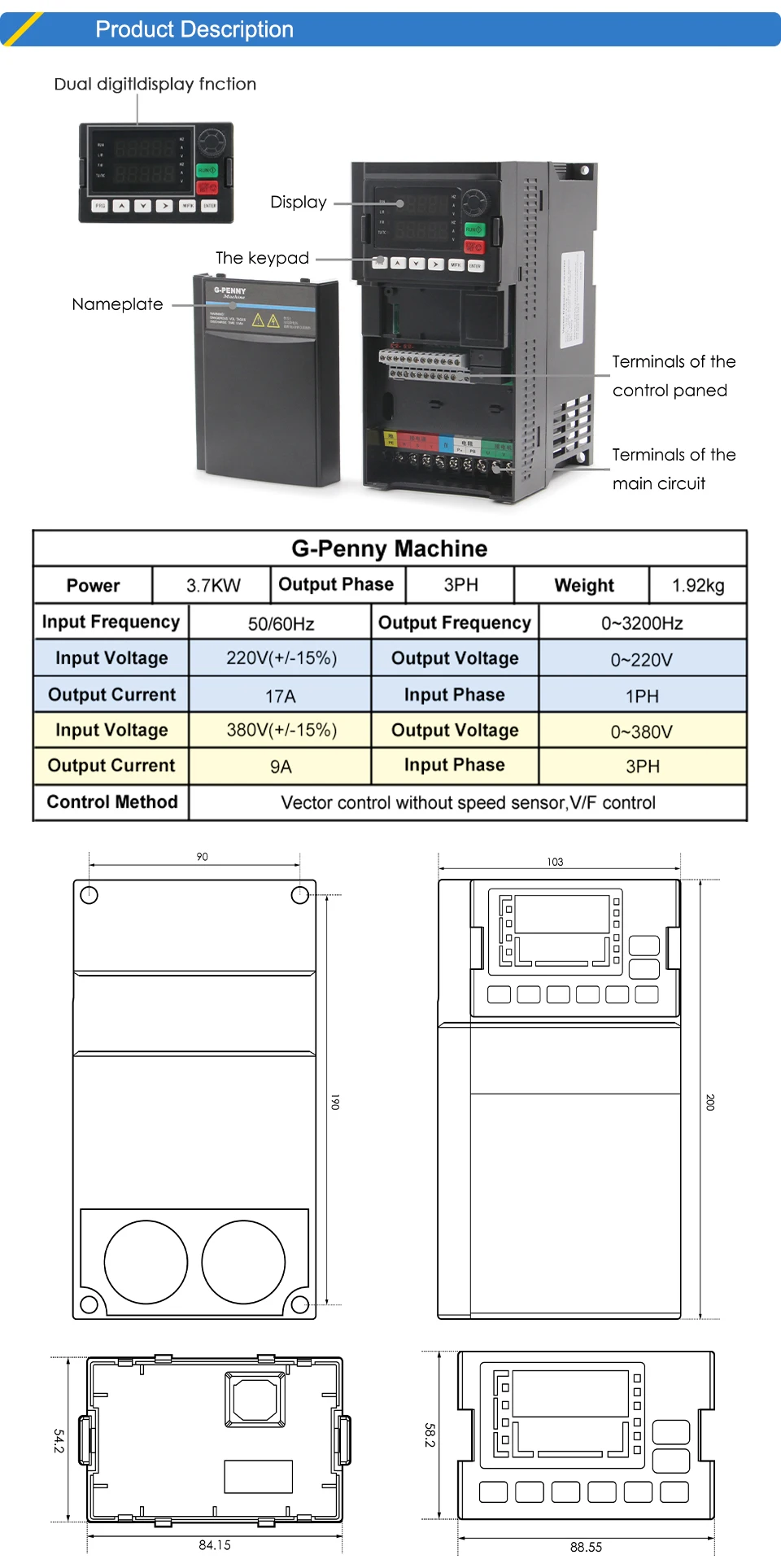 G-Penny 3,2 kW ER20 100 mm wassergekühlter Spindelmotor-Kit, 400 Hz, 24.000 U/min, Inverter, 80 mm Halterung, Wasserpumpe für CNC-Holzbearbeitung – Detail 11