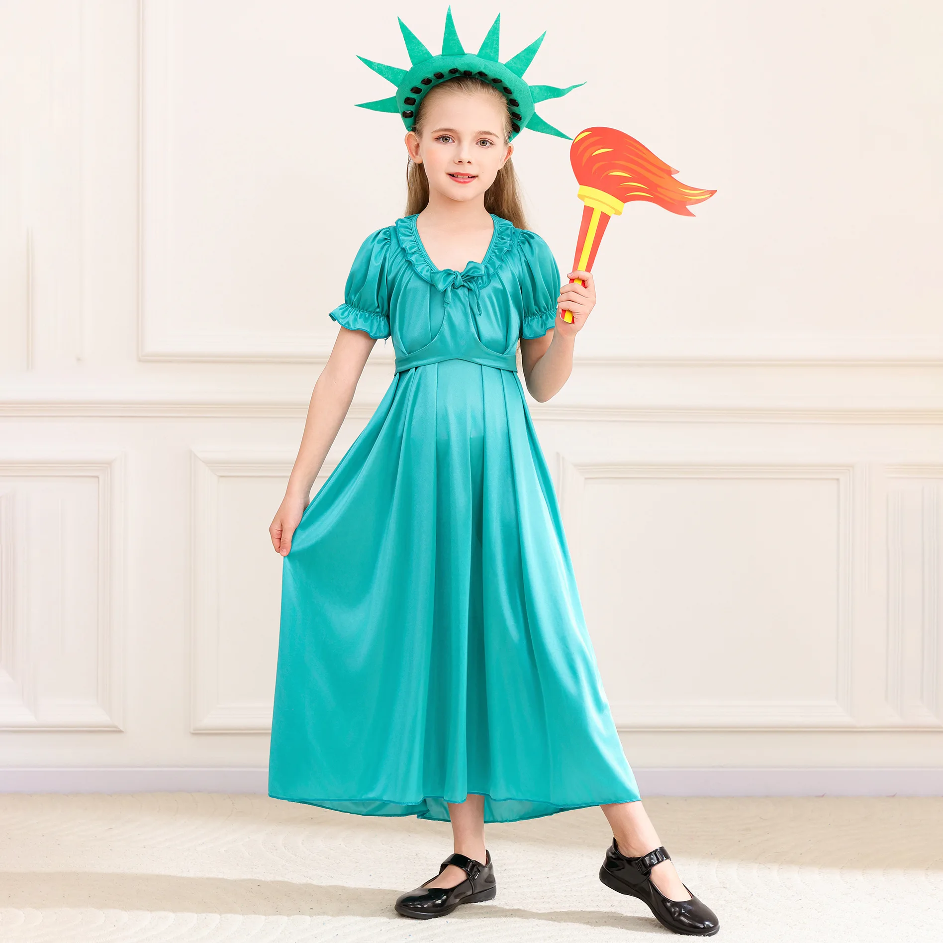 

Dress for Girl Cosplay Statue of Liberty Costume Children's Day Halloween Kids Clothing Carnival Holiday Party Fancy Dress Up