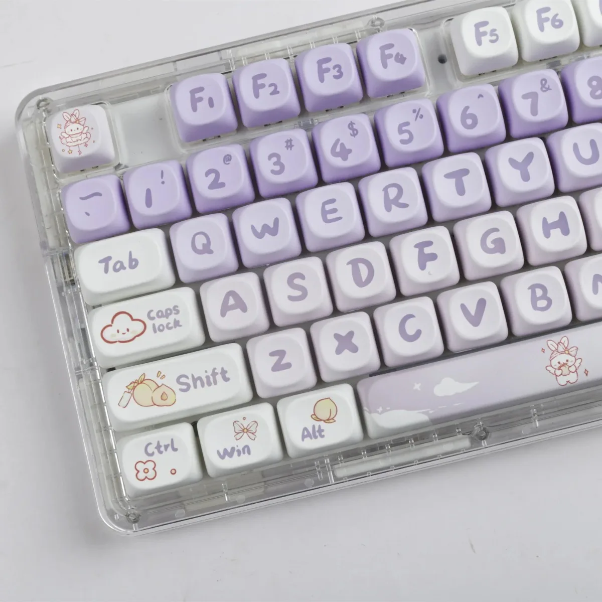 

Purple Gradient Rabbit Keycaps MOA Profile 142keys Personalized Purple Custom Keycaps for Office Gaming Keyboard DIY