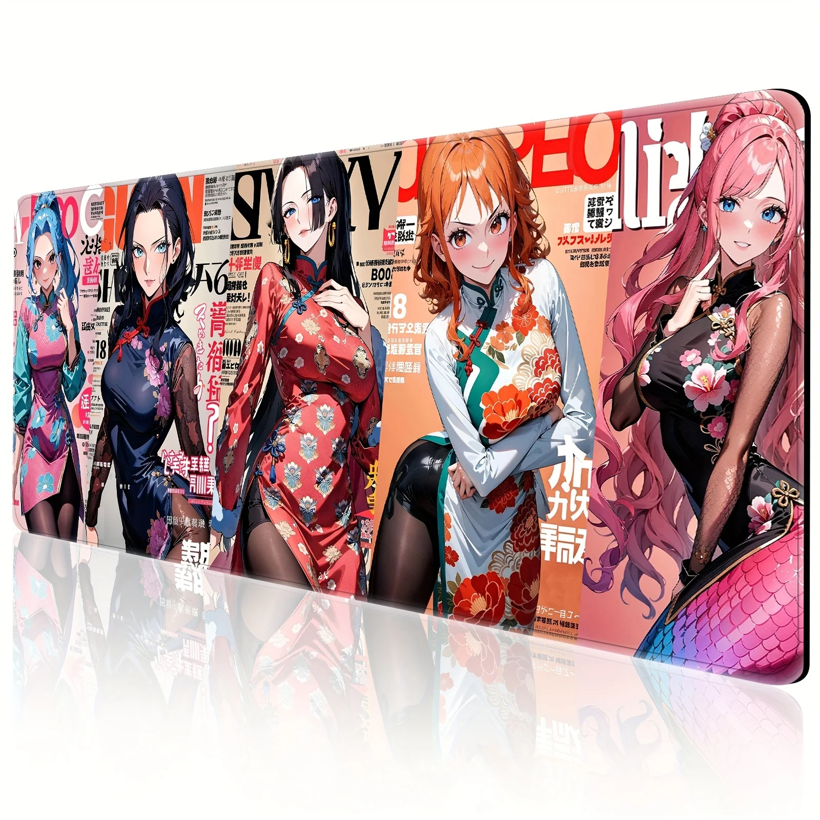 Anime Girl Extra Large Gaming Mouse Pad Anti-slip Rubber Base with Stitched Edge Suitable for Work Gamer Keyboard Mat Kawaii Rug