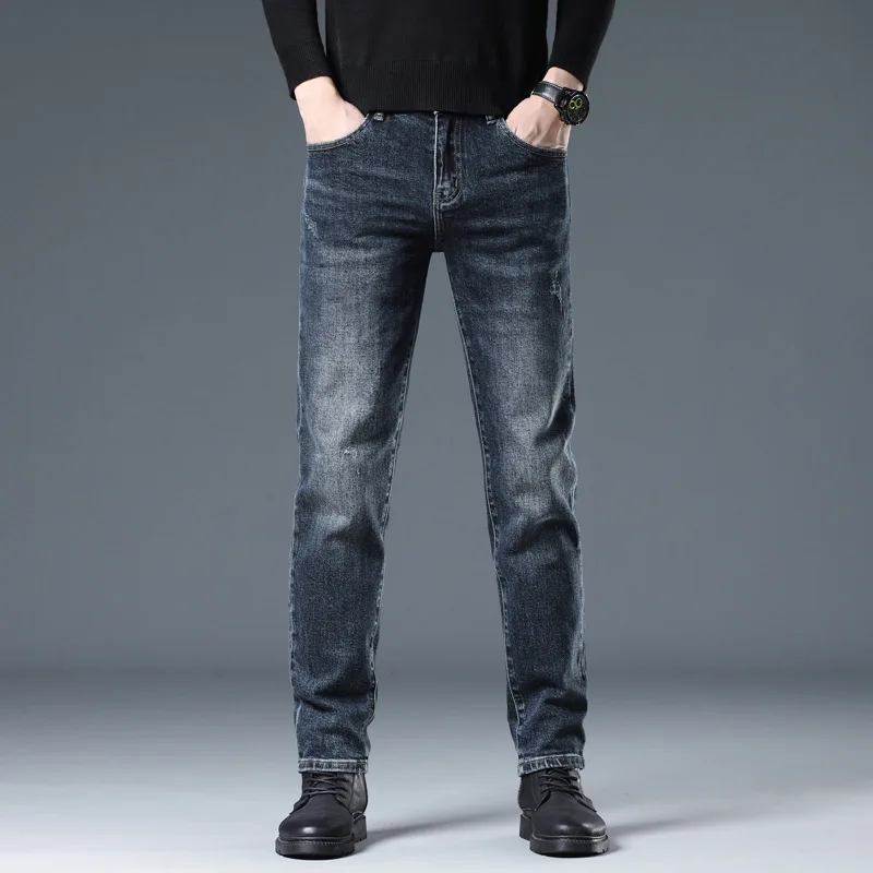 

Красивые мужские джинсы, новый стиль, легкий люксовый бренд2025, осенние высококачественные потертые эластичные модные европейские версии Sli